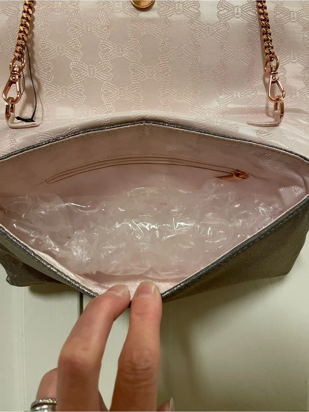Ted Baker - KATHIE- Satin Brocade Tassel Clutch - Rose Gold -MSRP - $129
